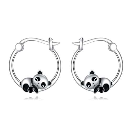 VONALA Panda Creolen 925 Sterling Silber Tierarmband Creolen für Damen Mädchen Töchter Kinder von VONALA