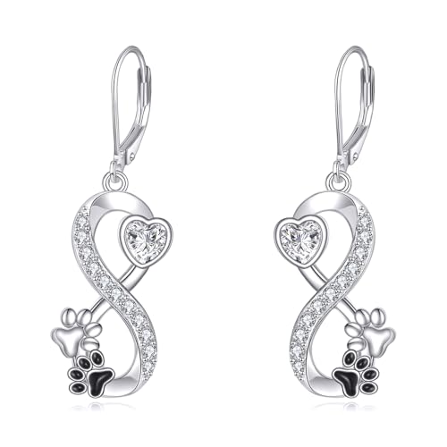 VONALA Paw Print Ohrringe für Frauen Sterling Silber Herz Unendlichkeit Tier Dangle Drop Ohrringe Paw Schmuck für Frauen von VONALA
