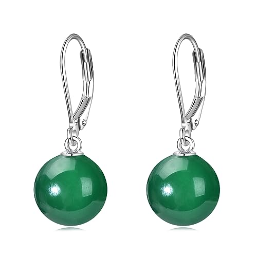 VONALA Perle Ohrringe Sterling Silber, Hängend Ohrringe Schmuck Geschenke für Damen und Mädchen (Grüne Achat) von VONALA