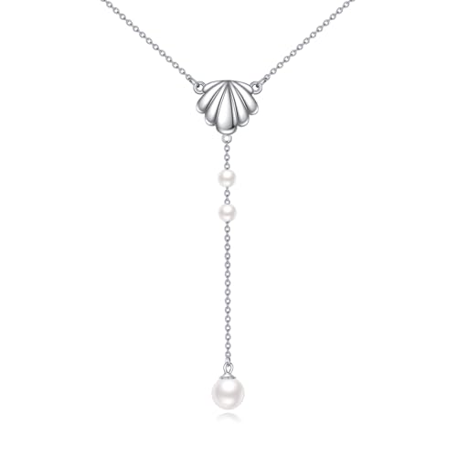 VONALA Perlenkette 925 Sterling Silber Muschel und Perle Anhänger Halskette Strand Ozean Schmuck Geschenke für Frauen Freund von VONALA