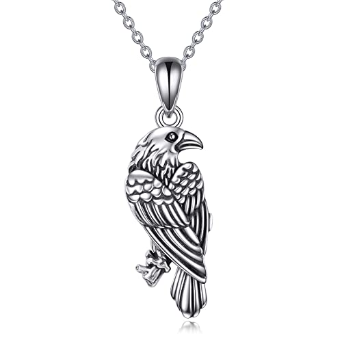 VONALA Rabe Halskette Sterling Silber Wikinger Odin Krähen Anhänger Kette Tier Schmuck Gothic Geschenke für Damen Herren von VONALA
