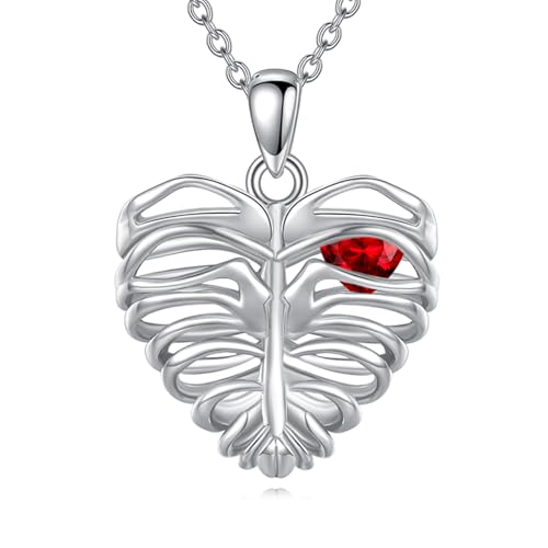 VONALA Rib Cage Herz Halskette Sterling Silber gotische Anhänger Schmuck Geschenke für Frauen von VONALA