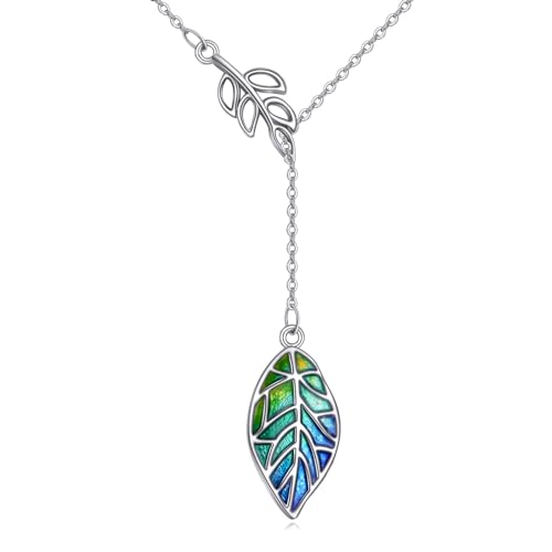 VONALA S925 Sterling Silber Blatt Kette Anhänger Y-halskette für Frauen Mädchen (Leaf) von VONALA