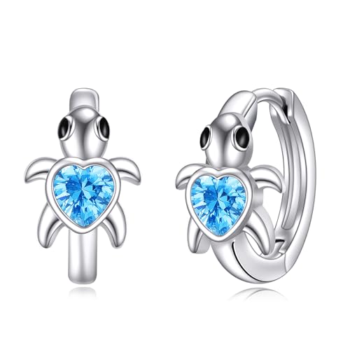 VONALA Schildkröte Creolen Ohrringe, 925 Sterling Silber Tier Schmuck mit Blau Zirkonia für Damen Mädchen Kinder VONALA Schildkröte Creolen Ohrringe, 925 Sterling Silber Tier Schmuck mit Blau Zirkonia für Damen Mädchen Kinder von VONALA