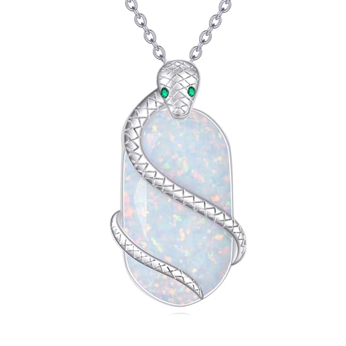 VONALA Schlangenkette 925 Sterling Silber Weiß Opal Anhänger Schmuck Geschenke für Frauen von VONALA