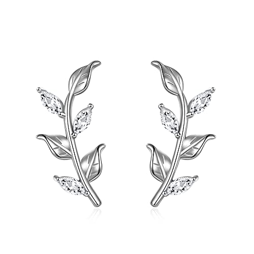 VONALA Blatt Ohrringe Silber 925 Damen Ohrstecker Ear Climber Hypoallergen Schmuck (Blatt) von VONALA