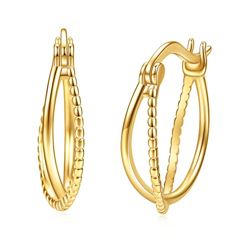 VONALA Schmetterling/Gänseblümchen Creolen Ohrringe Sterling Silber für Damen Mädchen (Goldene Ohrringe) von VONALA