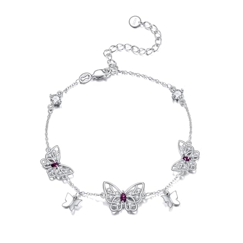VONALA Schmetterling 925 Sterling Silber Armband Amethyst Schmuck Geschenk für Frauen Geburtstag Weihnachten von VONALA