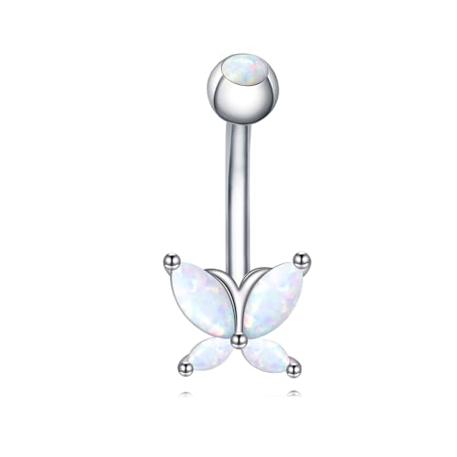 VONALA Schmetterling Bauch Knopf Ring 925 Sterling Silber Dangle Nette Opal Bauch Piercing Ring Schmuck für Frauen von VONALA