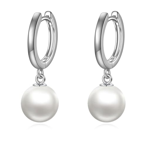 VONALA Schwarze Perle Ohrringe Sterling Silber, Hängend Creolen Ohrringe Schmuck Geschenke für Damen und Mädchen (Perle) von VONALA