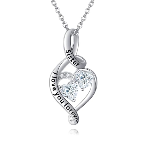 VONALA Schwester Halskette Sister I Love You Fovever 925 Sterlingsilber Infinity Freundschaftskette große kleine Schwester-Halskette für meine schwester für Frauen von VONALA