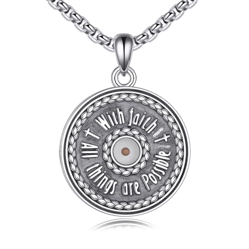 VONALA Senfkorn Halskette Sterling Silber mit Glaube All Things Are Possible Anhänger Schmuck Geschenke für Männer Frauen von VONALA