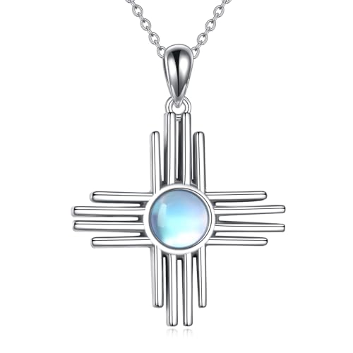 VONALA Sonne Halskette 925 Sterling Silber Mondstein Halskette Schmuck für Frauen Mädchen Mutter von VONALA