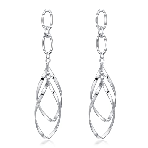VONALA Spirale Ohrringe 925 Sterling Silber Damen Lineare Wirbel Baumeln Ohrringe Spiralen Hängend Unendlichkeit Schmuck Geschenke für Frauen Mädchen von VONALA
