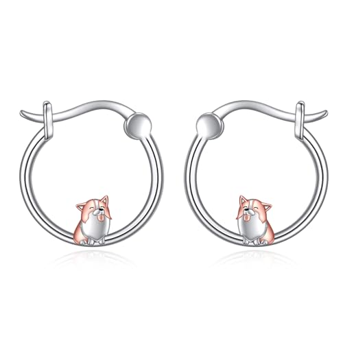 VONALA Tier Creolen Ohrringe, 925 Sterling Silber Corgi Schmuck für Damen Mädchen (Corgi 02) von VONALA