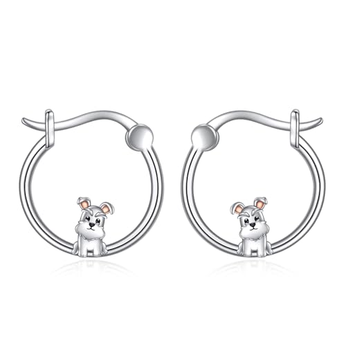 VONALA Tier Creolen Ohrringe, 925 Sterling Silber Schnauzer Schmuck für Damen Mädchen (Schnauzer) von VONALA
