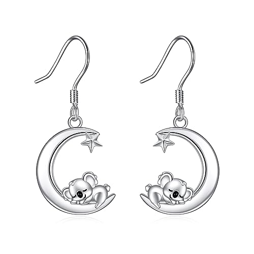 VONALA Tier Ohrringe Damen 925 Sterling Silber Mond Koala Baumeln Tropfen Ohrringe Hypoallergen Schmuck Weihnachten Geburtstag Geschenke für Frauen Teen Mädchen (Koala) von VONALA