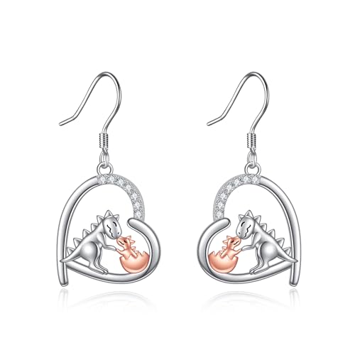VONALA Tiere Ohrringe 925 Sterling Silber Hypoallergen Dinosaurier Baumeln Tropfen Ohrringe Dinosaurier Familien Schmuck Geburtstag für Damen Frauen Mädchen Kinder von VONALA