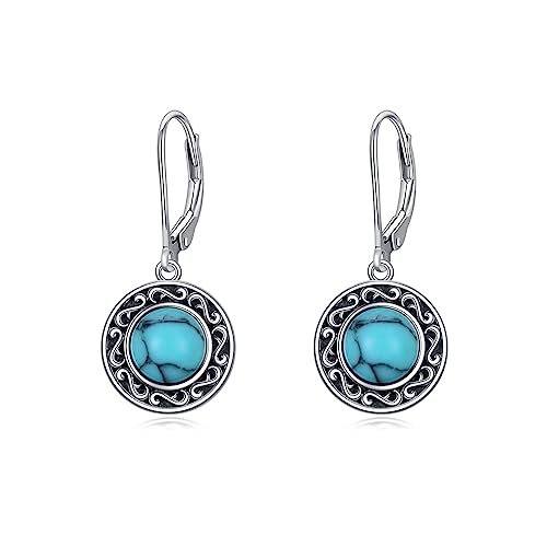 VONALA Türkis Ohrringe Damen Silber 925 Boho Ohrringe Hängend keltische Boho Türkis Schmuck für Frauen Mädchen (Wave) von VONALA