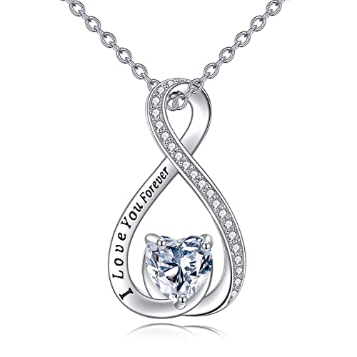 VONALA Unendlichkeit Herz Halskette 925 Sterling Silber Herz Anhänger I Love You Für Immer Kette Jahrestag Schmuck Geschenk Für Frauen Damen von VONALA