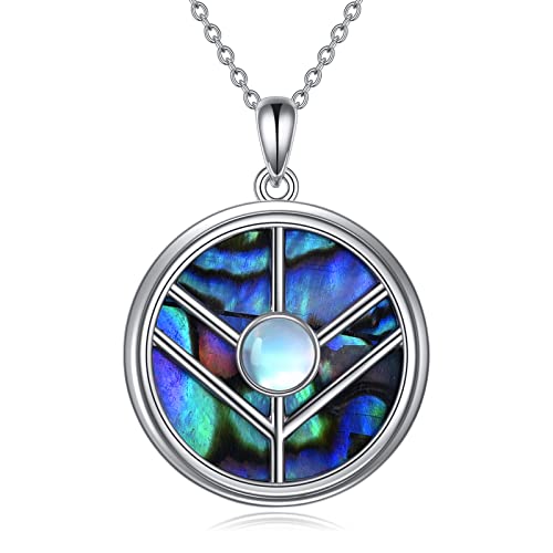 VONALA Viking Lagertha's Shield Halskette 925 Sterling Silber Lagertha inspiriert Maidens Schmuck Abalone Muschel Anhänger für Frauen Mädchen Geschenk von VONALA