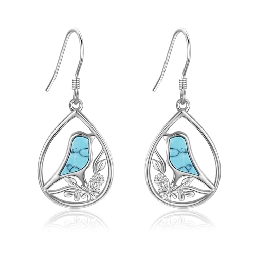 VONALA Vogel-Ohrringe für Frauen 925 Sterling Silber Türkis Ohrringe Vogel Liebhaber Geschenke Vogel Schmuck Tropfen Ohrringe für Frauen Mädchen von VONALA