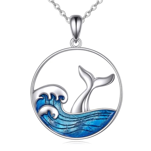 VONALA Halskette mit Delfinen für Mama 925 Sterling Silber Abalone Muschelkette Delfine Anhänger Schmuck Muttertag Geburtstagsgeschenke für Mama Frauen Mädchen Frau (Wal) VONALA Halskette mit Delfinen für Mama 925 Sterling Silber Abalone Muschelkette Delfine Anhänger Schmuck Muttertag Geburtstagsgeschenke für Mama Frauen Mädchen Frau (Wal) von VONALA