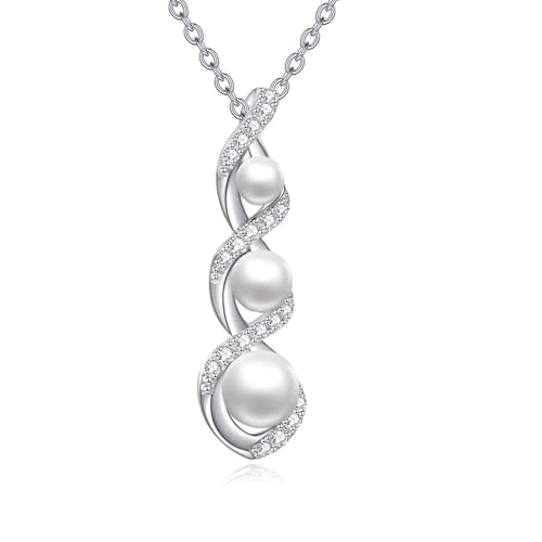 VONALA Zierliche Perlenkette 925 Sterling Silber Infinity Design Einzelne Perlenkette Perlenkette Tropfenschmuck für Frauen Einfache Brautjungfer Schmuck Geschenke VONALA Zierliche Perlenkette 925 Sterling Silber Infinity Design Einzelne Perlenkette Perlenkette Tropfenschmuck für Frauen Einfache Brautjungfer Schmuck Geschenke von VONALA