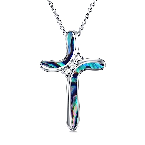 VONALA Zirkonia Kreuz Kette Anhänger 925 Sterling Silber Kreuz Halskette Cross Chain Necklace für Frauen Mädchen von VONALA