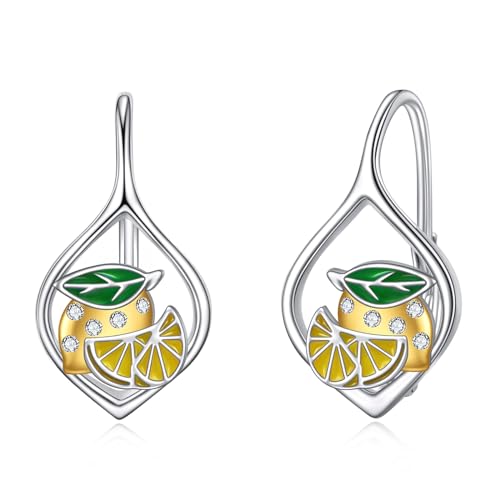 VONALA Zitrone Ohrringe 925 Sterling Silber Zirkon Hebel Zurück Obst Ohrringe Zitrone Schmuck Geschenke Für Damen, Mutter von VONALA