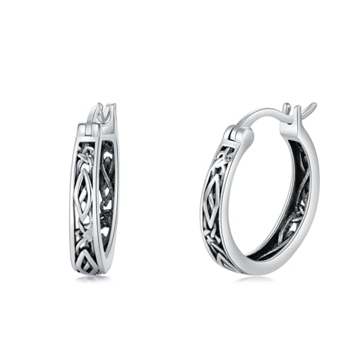 Wikinger Hoop Ohrringe Sterling Silber Huggie Ohrringe Vintage Nordischen Schmuck Geschenke für Männer Frauen von VONALA