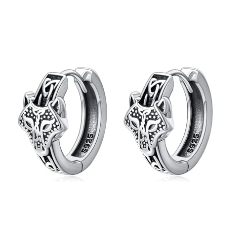 Wikinger Ohrringe Männer Sterling Silber - Wolf Ohrringe Wikingerschmuck von VONALA