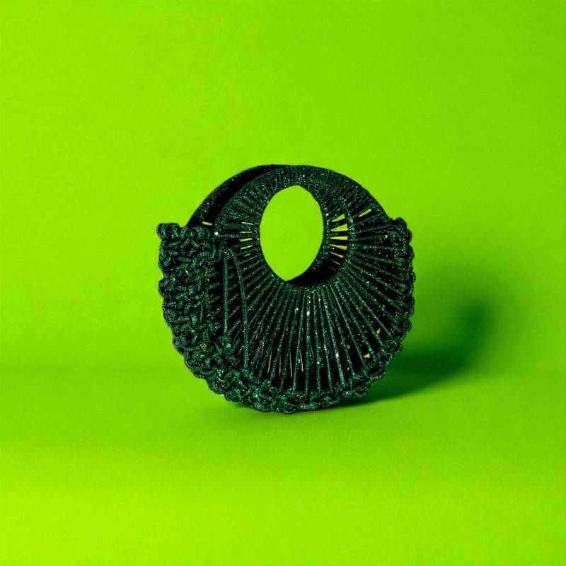 Grüne Strass Clutch, Abendtasche Aus Kristall Seil, Party Accessoire von VONAuaHandmade