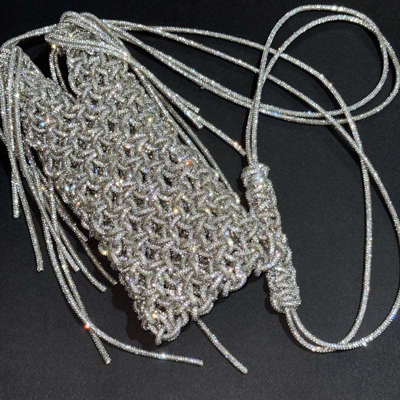 Silber Strass Mini Tasche Handgemachte Umhängetasche von VONAuaHandmade