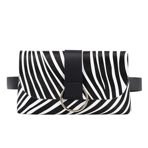 Mini-Hüfttasche 2 in 1 Leopardenstreifen Münzbörse Damen Gürteltasche Gürtel Handytasche Hüfttasche Klappe Leder Bauchtasche Bauchtasche Herren(Zebra Pattern-Black) von VONCYKI