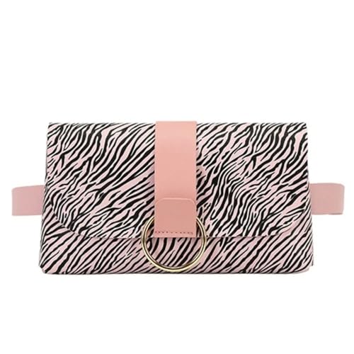 Mini-Hüfttasche 2 in 1 Leopardenstreifen Münzbörse Damen Gürteltasche Gürtel Handytasche Hüfttasche Klappe Leder Bauchtasche Bauchtasche Herren(Zebra Pattern-Pink) von VONCYKI