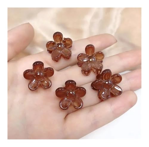 VONCYKI 10 kleine Flechtwerkzeuge für Damen und Mädchen und Kinder, Haarnadel, Krabben-Styling-Haarspangen, Acryl, Mini-Haarspangen, Blumenkralle (Kaffee) von VONCYKI