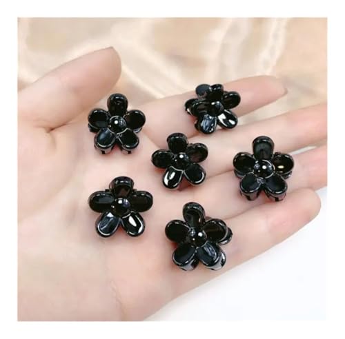 VONCYKI 10 kleine Flechtwerkzeuge für Damen und Mädchen und Kinder, Haarspangen, Krebs-Styling-Haarspangen, Acryl, Mini-Haarspangen, Blumenkralle (schwarz) von VONCYKI
