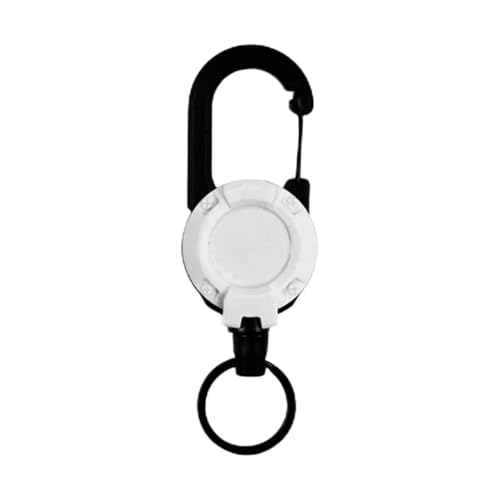 VONCYKI 2 x robuste, einziehbare Schlüsselanhänger-Clips mit Stahldraht, Diebstahlschutz, einfach zu ziehende Schnalle, elastisches Seil für Camping, weiß, Einheitsgröße von VONCYKI