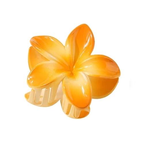 VONCYKI 3 Stück schöne und modische große Plumeria-Blume, 13 cm, quadratisch, matt, Haarspange, Kopfschmuck, Haarschmuck für Damen (Farbverlauf), Orange von VONCYKI