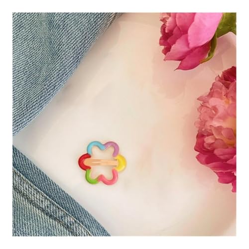 VONCYKI 5 Stück/Set gebrochenes Haar für Mädchen, Pony, Seitenklammern, die das Haar nicht beschädigen, bonbonfarbene Haarnadeln, niedliche Blumen-Clips (Pflaumenblüte, 5 Set) von VONCYKI