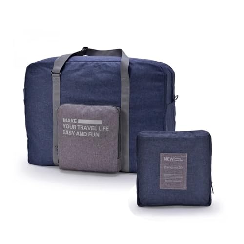 VONCYKI Faltbare Reisetasche Oxford Tuch Handgepäck Reisetaschen for Männer und Frauen Wochenende Reisetasche(Blue,2PCS) von VONCYKI