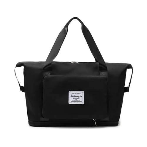 VONCYKI Faltbare große Kapazität Aufbewahrung Falttasche Reisetaschen Tote Handgepäck Handtasche wasserdichte Reisetasche Frauen Schultertaschen(Black) von VONCYKI