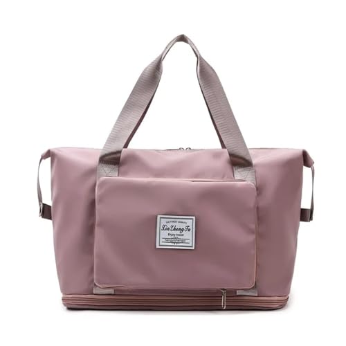 VONCYKI Faltbare große Kapazität Aufbewahrung Falttasche Reisetaschen Tote Handgepäck Handtasche wasserdichte Reisetasche Frauen Schultertaschen(Cherry pink) von VONCYKI