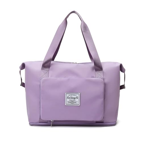 VONCYKI Faltbare große Kapazität Aufbewahrung Falttasche Reisetaschen Tote Handgepäck Handtasche wasserdichte Reisetasche Frauen Schultertaschen(Light Purple) von VONCYKI