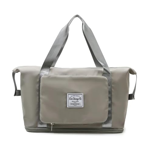 VONCYKI Faltbare große Kapazität Aufbewahrung Falttasche Reisetaschen Tote Handgepäck Handtasche wasserdichte Reisetasche Frauen Schultertaschen(Medium Gray) von VONCYKI