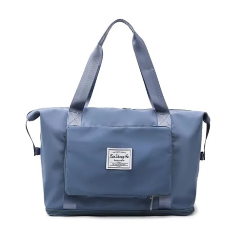 VONCYKI Faltbare große Kapazität Aufbewahrung Falttasche Reisetaschen Tote Handgepäck Handtasche wasserdichte Reisetasche Frauen Schultertaschen(Misty Blue) von VONCYKI
