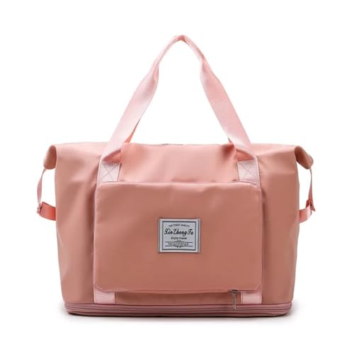 VONCYKI Faltbare große Kapazität Aufbewahrung Falttasche Reisetaschen Tote Handgepäck Handtasche wasserdichte Reisetasche Frauen Schultertaschen(Sweet pink) von VONCYKI