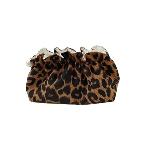 VONCYKI Modische Make-up-Tasche für Damen, mit Perlen, Reißverschluss, großes Fassungsvermögen, Kulturbeutel, Reise-Organizer, Tasche, Leopardenmuster, Make-up-Tasche, L, modisch von VONCYKI