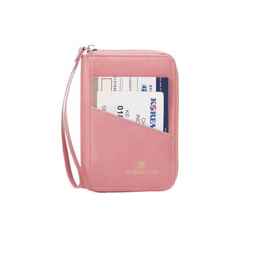 VONCYKI Retro Reisepasstasche für Damen und Herren RFID Modische Reisepasshülle Multifunktional PU Leder Reisepass Clip Reisezubehör, Hz726-pink, Einheitsgröße von VONCYKI